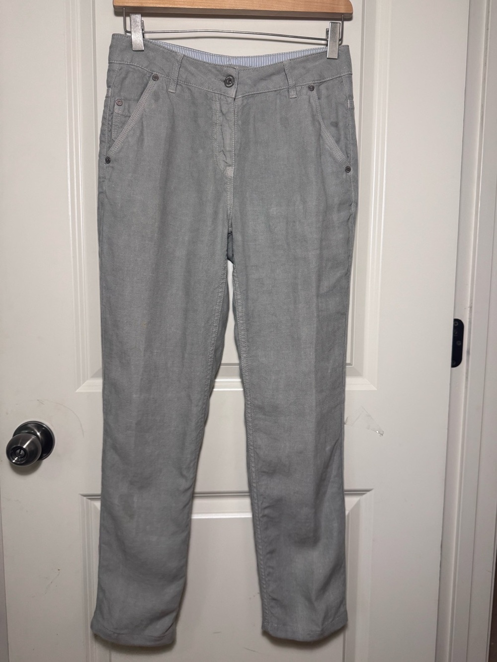 Poetry Women's Gray Linen Dress Pants 2 Slim Tapered Front Pockets